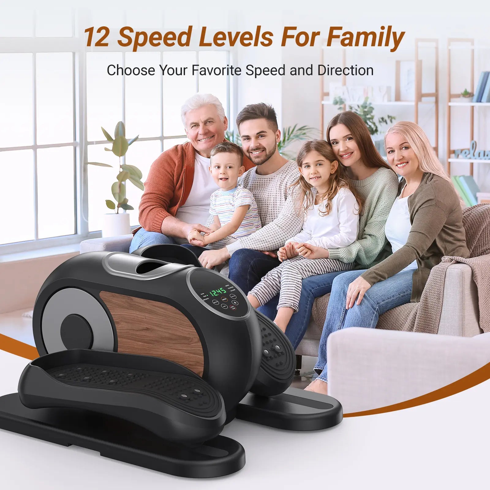 Under Desk Elliptical Machine with 12-Speeds
