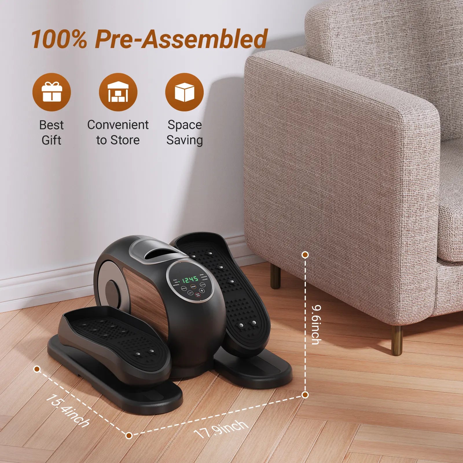 Under Desk Elliptical Machine with 12-Speeds